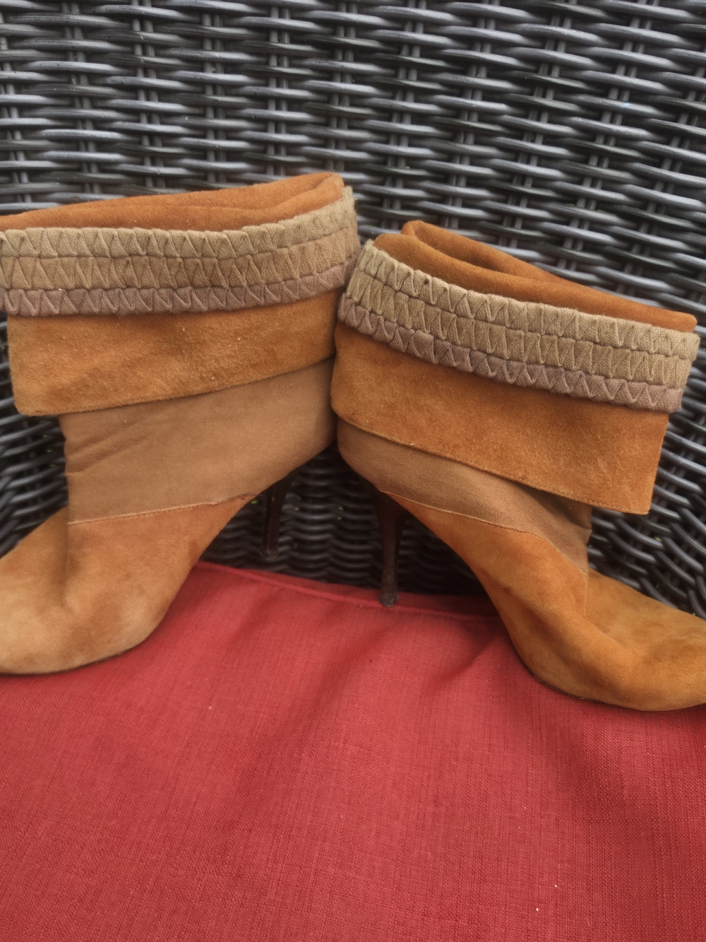 Plenty By TracyBrown Suede Fold Over Heeled Boots Size 39.5